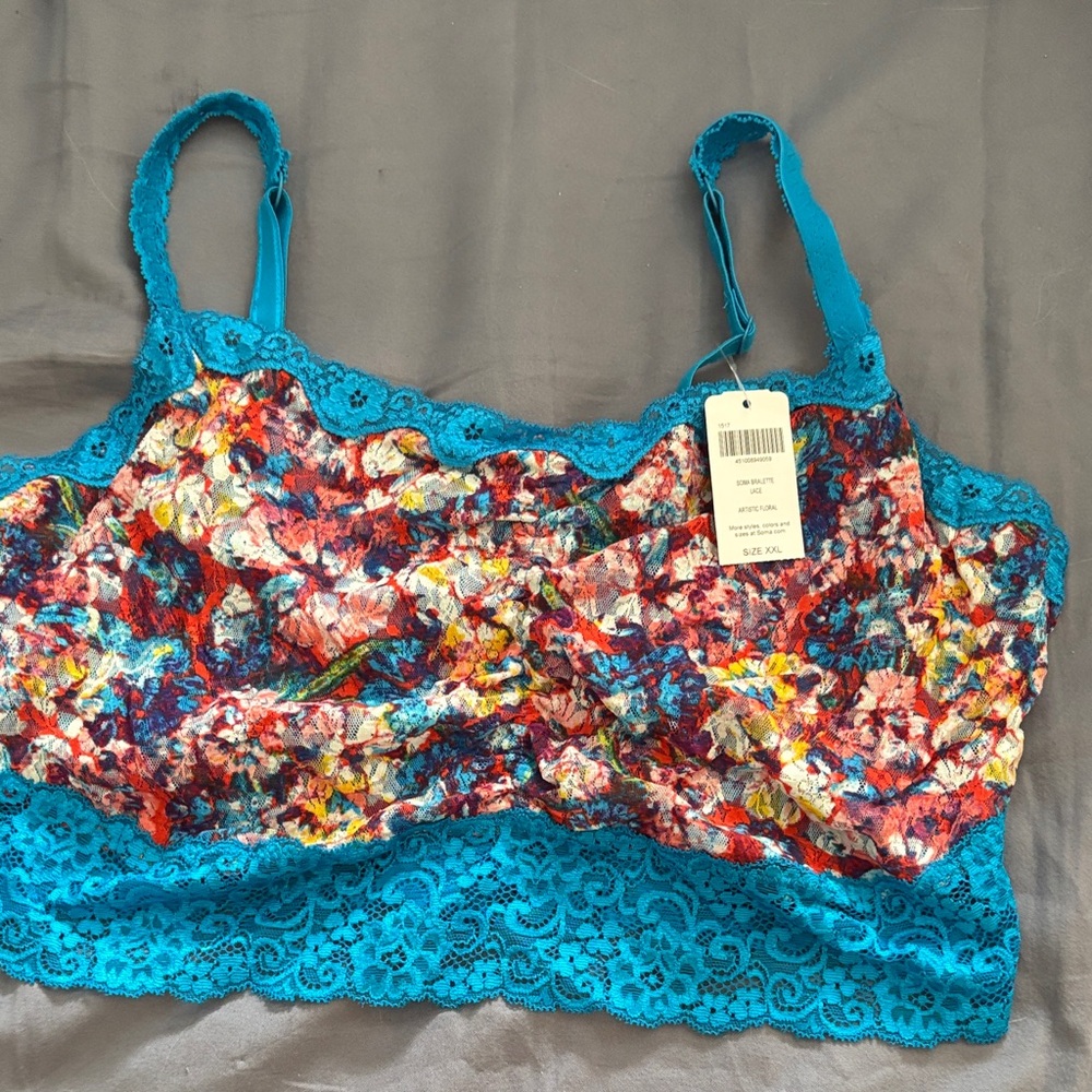 Soma Turquoise Floral Lace Bralette